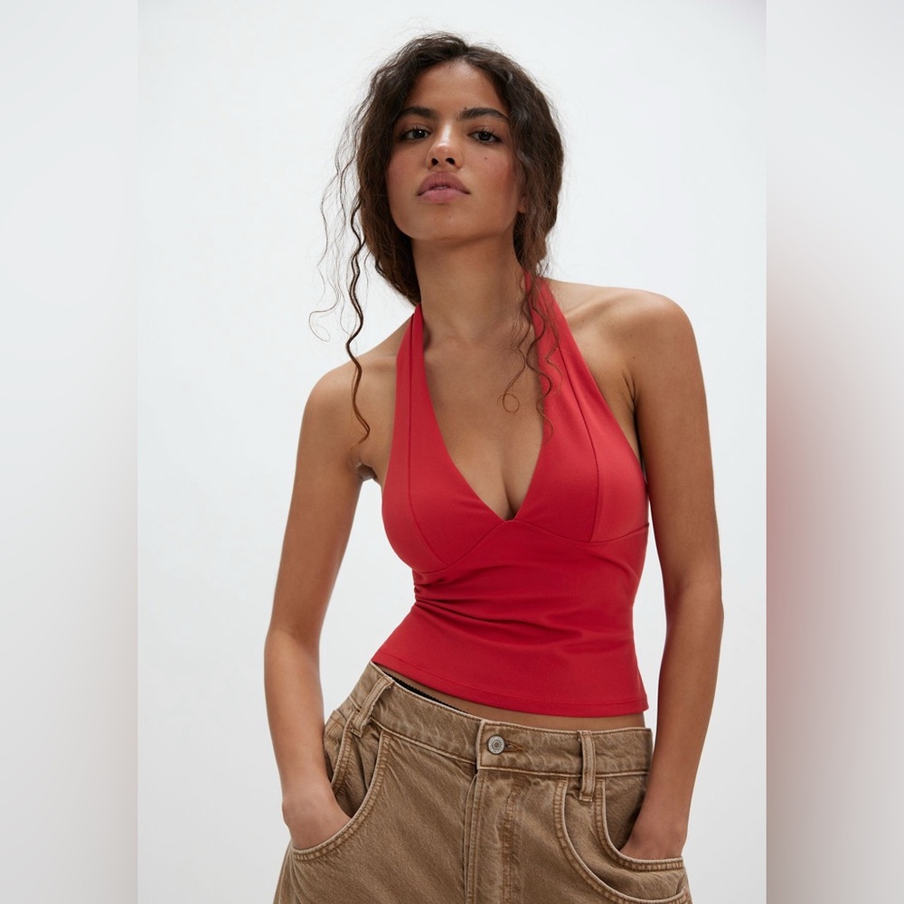 Free People Still Here Halter Cami Top - Red